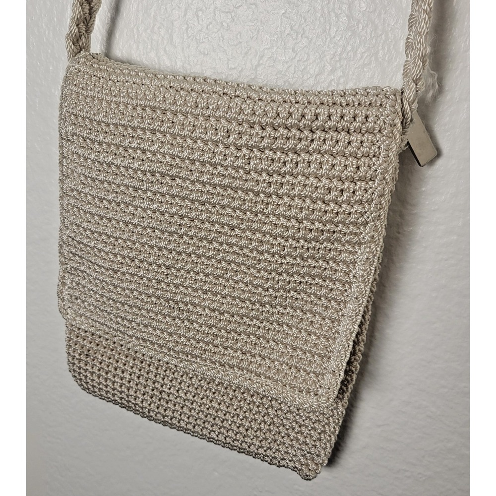 The Sak Cream Crochet Bag Mini Flap Braid Strap Boho Vintage 90's Y2K NWOT